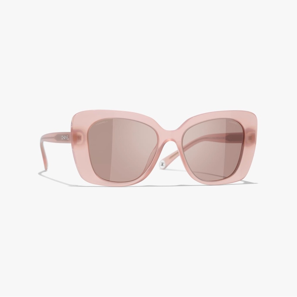 Chanel Light Pink Rectangle Sunglasses